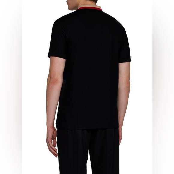 EUC Men’s Size Medium Burberry Contrasting Collar Cotton Polo Shirt In Black - Picture 6 of 16